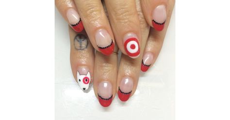 "I had just started at POPSUGAR when I found out I was going to a huge meeting with Target. I figured nothing shows dedication to a partner like designing your nails for them! Plus, Target is my happy place, and who doesn't love Bullseye the Target Nails, Extravagant Nails, Jazzy Nails, Target Birthday, Coffin Acrylic Nails, Black Coffin Nails, Animal Nail Art, Classy Nail Art, Nail Types