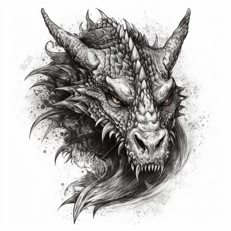 Dragon Tattoo Realistic, Dragon Head Drawing, Arte Hippy, Dragon Head Tattoo, Celtic Dragon Tattoos, Realistic Dragon, Dragon Tattoos For Men, Dragon Tattoo Art, Head Drawing