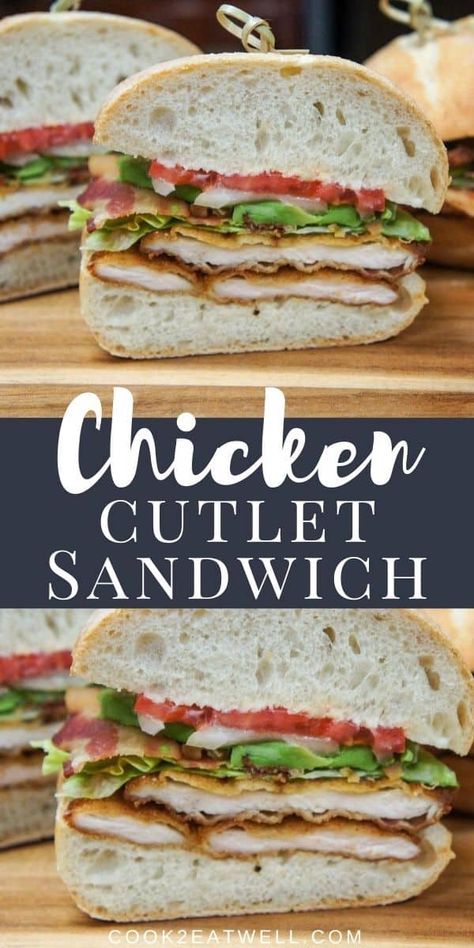 Chicken Cutlet Sandwich, Cutlet Sandwich, Fried Chicken Cutlets, Bacon Lettuce Tomato, Chicken Cutlet Recipes, Breaded Chicken Cutlets, Sandwhich Recipes, Chicken Cutlet, Healthy Sandwich Recipes