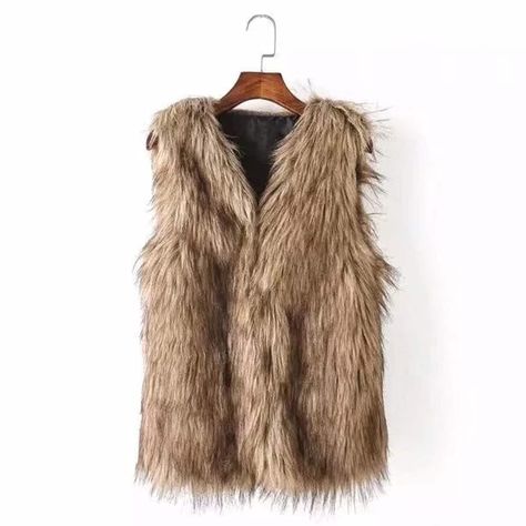 Fluffy Vest, Winter Fur Coats, Brown Vest, Perfect Coat, Glamorous Style, Faux Fur Vest, Faux Fur Vests, Faux Fur Collar, Fur Vest