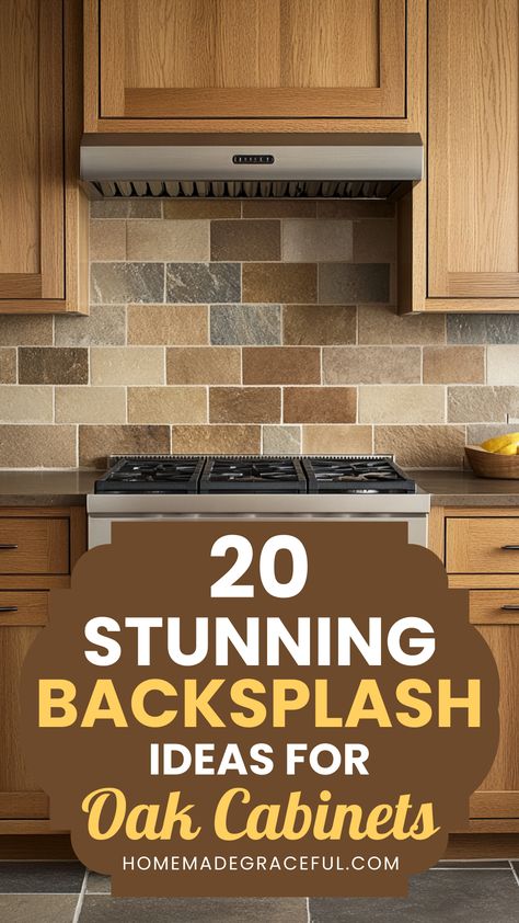 backsplash ideas for kitchen with oak cabinets Farmhouse Kitchen Honey Oak Cabinets, Kitchen Backsplash Natural Wood Cabinets, Oak Cabinets With Green Backsplash, Backsplash With Shaker Cabinets, Country Kitchen Oak Cabinets, Honey Oak Cabinet Backsplash, Backsplash For Dark Wood Cabinets, Peel And Stick Tile Backsplash With Honey Oak Cabinets, Countertop For Oak Cabinets