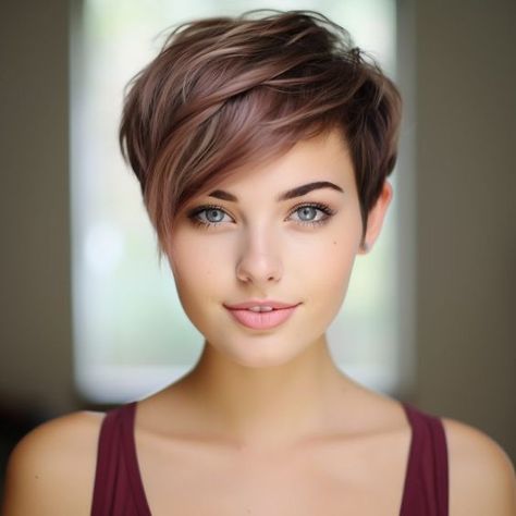 Pixie Cut Color Ideas, Pixie Highlights, Versatile Haircut, Classic Pixie, Brunette Pixie, Layered Pixie, Edgy Pixie Haircuts, Pixie Bob Haircut, Asymmetrical Pixie