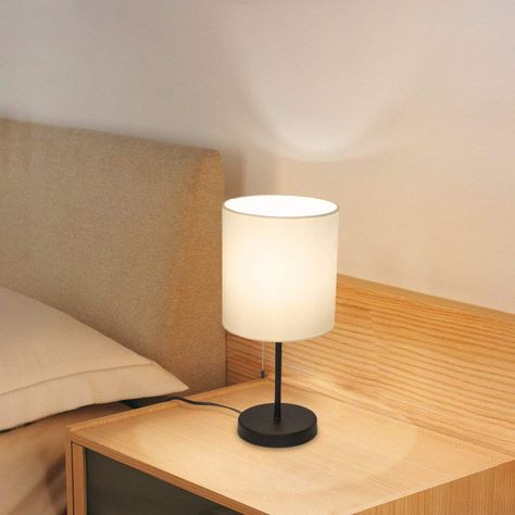 Christmas Decorations Minimalist, Small Bedroom Lamps, Wooden Bed Side Table, Small Bedside Lamps, Table Pendant Light, Table Lamp Bedroom, Nightstand Lamps, Night Table Lamps, Fabric Lamp Shade