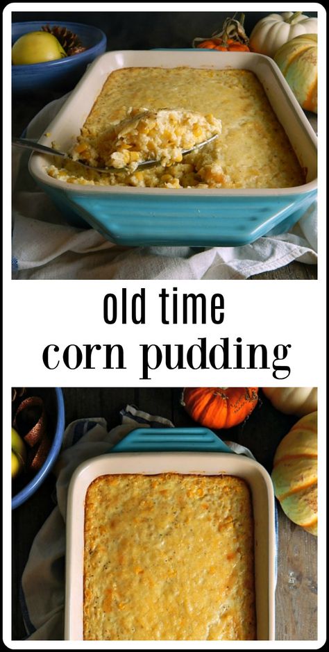 Super easy Old Time Corn Pudding is a great side for a barbecue, cookout or summer party but is just as good on a Thanksgiving or Christmas table. Just mix together and bake! #CornPudding #OldFashionedCornPudding #ClassicCornPudding Recipe For Corn Pudding, Easy Corn Pudding, Corn Pudding Casserole, Corn Pudding Recipe, Jiffy Cornbread Mix, Easy Corn, Jiffy Cornbread, How To Cook Corn, Corn Pudding