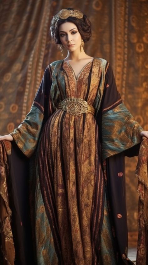 Persian Clothes Women, Medieval Moorish Clothing, Persian Inspired Fashion, Medieval Indian Clothing, Medieval Arabic Clothing, Ancient Persian Women, Ancient Indian Clothing, Ancient Persian Clothing, Persian Outfits