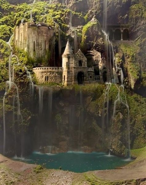 Waterfall castle in Poland ~ Most Unbelievable Places that really Exist Waterfall Castle, Enchanted Wood, Beautiful Castles, A Castle, Magical Places, Christmas Village, Pretty Places, Abandoned Places, Places Around The World