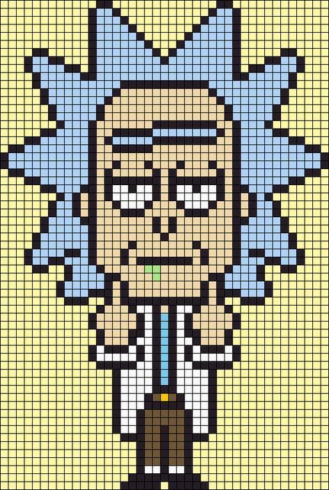 Alpha pattern #49561 variation #114315 | BraceletBook Rick And Morty Alpha Pattern, Art Rick And Morty, Rick Y Morty, Skull Hand, Crochet Tapestry, Racoon, Alpha Pattern, Alpha Patterns, Rick And Morty