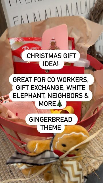 Kaycee Greer on Instagram: "This gingerbread theme basket is sure to please this holiday season! Fun & festive! Great for gift exchanges, a baker, co workers, neighbor gifts & more🎄 🖤Comment the word BASKET for the links! Follow @thegiftstagram for more gift ideas, tips & more! . . . . #gift #gifts #gifting #christmasgifts #christmasgiftideas #christmasgiftguide #holidaygift #holidaygifts #giftforher #giftbaskets #giftbasket #giftwrapping #giftwrap #giftstagram #christmasgiftidea #holidaygifting #gingerbread #gingerbreadcookies" Gingerbread Gift Basket, Theme Basket, Gingerbread Man Gift, Theme Baskets, Gingerbread Theme, Men Gift Basket, Gingerbread Gifts, Gingerbread Party, Baskets For Men