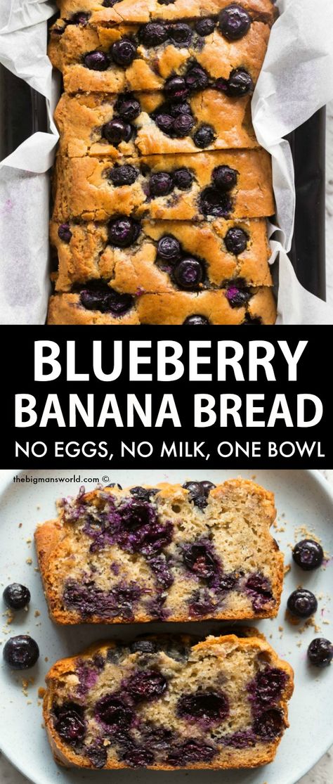 Banana Recipes Without Eggs, Banana Recipes Eggless, Banana Bread With Blueberries, Blueberry Muffins For Baby, Banana Bread No Eggs, Blueberry Banana Bread Recipe, Fluffy Banana Bread, Blueberry Muffin Recipe Easy, Banana Recipes Overripe