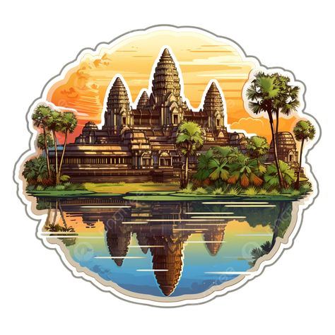 angkor wat cambodia sticker cambodia sticker wonders png Angkor Wat Art, Angkor Wat Drawing, Cambodia Map, Ankor Wat, Cambodia Art, Doodle Art Posters, Models Architecture, Sticker Clipart, Angkor Wat Cambodia