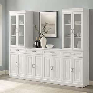 HomeStock Gothic Grandeur 3Pc Sideboard and Glass Door Pantry Set White - Sideboard & 2 Pantries Glass Door Pantry, New Home Furniture, Online Kitchen Cabinets, Sideboards Living Room, New Kitchen Cabinets, White Sideboard, Large Cabinet, Value City Furniture, Rustic Living