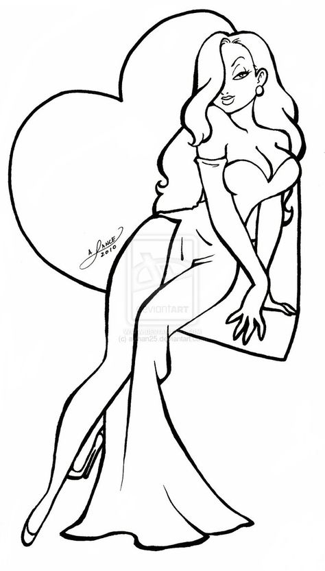 Jessica Rabbit coloring pages Diy Coloring Pages, Jessica Rabbit Cartoon, Pola Sulam, Desenho Tattoo, Jessica Rabbit, Sketchbook Art, Coloring Book Art, Pin Up Art, Book Art Drawings