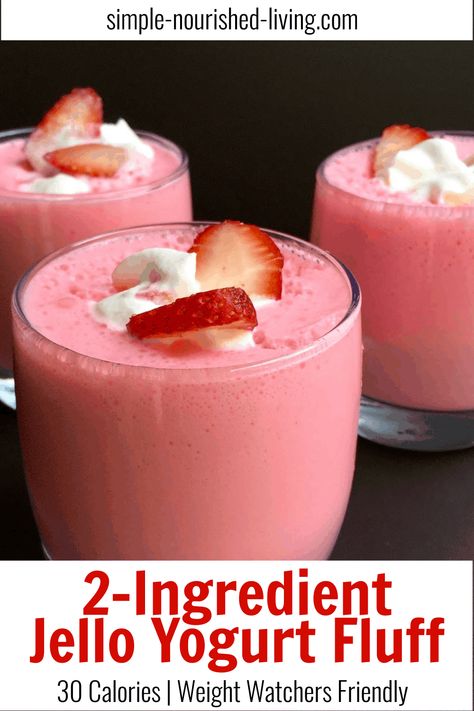 Recipes With Jello, Yogurt Fluff, Jello Yogurt, Strawberry Jello Dessert, Yogurt Dessert Recipes, Weight Watchers Dessert, Dessert Yogurt, Jello Dessert Recipes, Weight Watchers Dessert Recipes