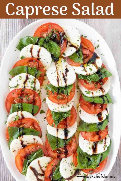 A Caprese salad, also known as Insalata Caprese, is a traditional Italian dish that's super quick to whip up. You just need juicy tomatoes, creamy mozzarella cheese, and aromatic basil. When you put them all together, you get this amazing mix of flavors that'll make your mouth water. With its bright colors and delicious taste, Caprese Salad is great for any get-together, whether it's a casual BBQ or a family dinner. It's so easy to make and sure to make everyone happy at your table. Best Caprese Salad, Eggplant Caponata Recipe, Tortellini Pasta Salad Recipes, Tomato Mozzarella Salad, Caprese Salad Recipe, Caprese Sandwich, Traditional Italian Dishes, Mozzarella Salad, Cucumber Tomato Salad