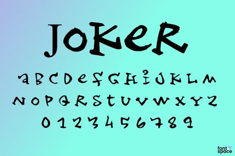 Joker Font | 11-D productions | FontSpace Joker Font, Cell Room, Symbol Of Chaos, Letters Drawing, Maniacal Laughter, Joker Character, Tattoo Fonts Alphabet, Purple Suit, Unique Typography