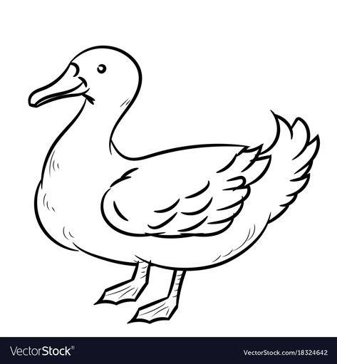 Drawing Of Duck, Line Drawing Images, Duck Illustration, Baby Cartoon Drawing, Duck Drawing, White Cartoon, Black And White Cartoon, Line Art Vector, Drawing Templates