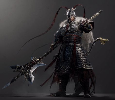 Lu Bu Art - Wo Long: Fallen Dynasty Art Gallery Wo Long Fallen Dynasty, Dynasty Characters, Lu Bu, Rpg World, Chinese Warrior, Dynasty Warriors, Medieval Armor, Game Character Design, Dragon Art