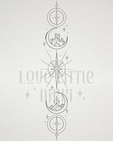 Moon Phase Tattoo, Phase Tattoo, Artemis Tattoo, Book Inspired Tattoos, 8 Pointed Star, 30 Tattoo, Side Thigh Tattoos, Tattoos Instagram, Moon Phases Tattoo