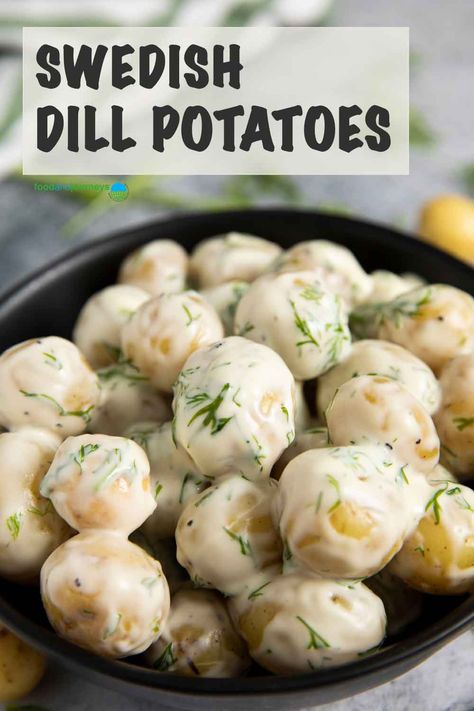 A potato side dish with velvety dill cream sauce --- Swedish Dill Potatoes will surely become one of your favorites. Perfect with fish or grilled meat; make sure you prepare extra! Swedish Food Traditional, Swedish Christmas Food, Dill Cream Sauce, Swedish Cuisine, Dill Potatoes, Nordic Recipe, Potato Side Dish, Swedish Home, Swedish Dishes