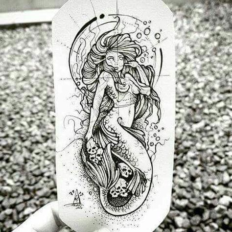 Mermaid Sleeve Tattoos, Little Mermaid Tattoo, Siren Tattoo, Mermaid Tattoo Designs, Kunst Tattoos, Mermaid Drawings, Geniale Tattoos, Mermaid Tattoo, Mermaid Tattoos