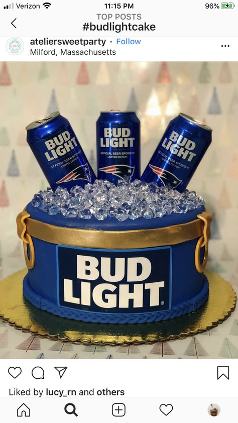 Bud Light Cake, Beer Themed Cake, Light Cake, Buttercream Cakes, Beer Theme, Easy Cake Decorating, Bud Light, 50th Birthday Party, Buttercream Cake