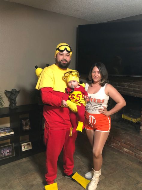 Adam Sandler’s big daddy movie family themed Halloween costume diy Big Daddy Halloween Costume, Scuba Steve Costume Diy, Waterboy And Vicki Costume, Scuba Steve Costume, Adam Sandler Costume Ideas, Adam Sandler Costume, Adam Sandler Party, Steve Costume, Future Costume Ideas