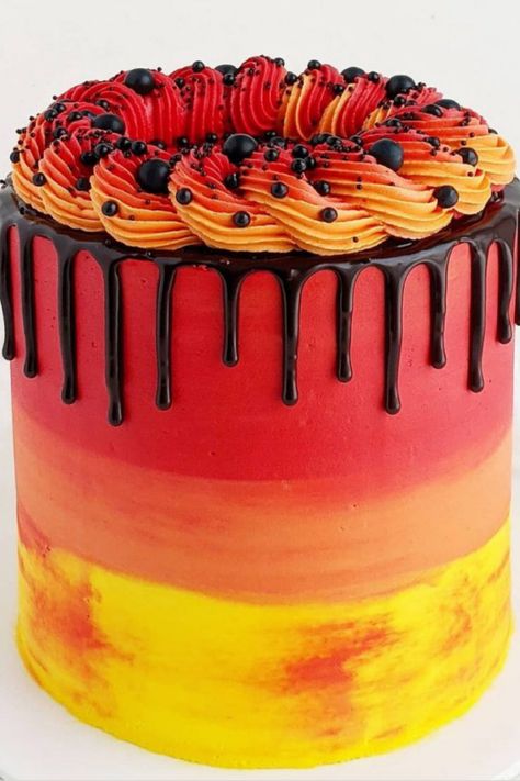 Fire Themed Cake, Fire Birthday Cake, Flame Cake, Wolverine Cake, Lion Birthday Cake, Fire Party, Fire Cake, Police Party, Red Cake