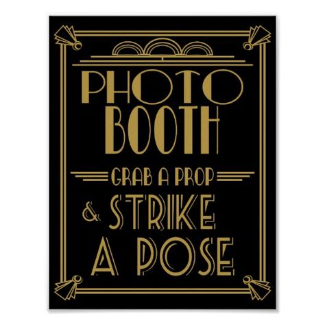 Roaring 20's Art deco Photo Booth print Sweet Table Sign, Roaring 20s Art Deco, Champagne Poster, Art Deco Theme, Gatsby Art, Wedding Wonderland, Gold Poster, Gatsby Style, Wedding Posters