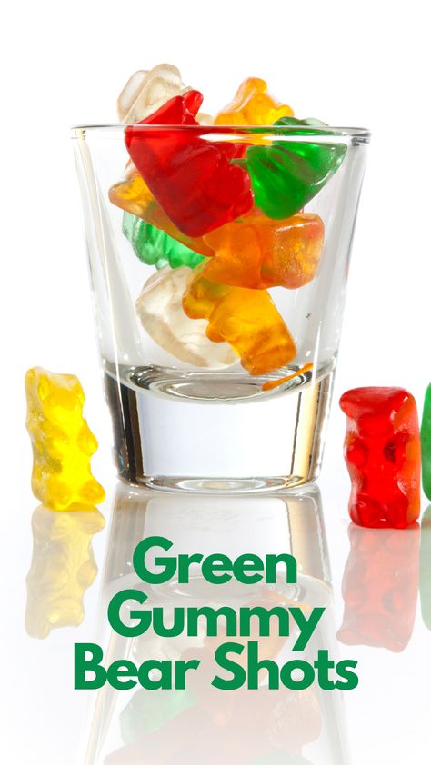 These fun and fruity shots are a party favorite, blending the sweet nostalgia of gummy bears with a zing of adult flair. Crafted with vibrant green apple schnapps, tropical melon liqueur, and a dash of sour mix, they're a burst of flavor in every sip. Cheers to a shot that adds a pop of fun to any celebration! 🌈🎉 #GreenGummyBearShots Gummy Bear Martini, Green Shots, Gummy Bear Shots, Fruity Shots, Green Gummy Bear, Apple Schnapps, Bartending Tips, Shooter Recipes, Funny Cocktails