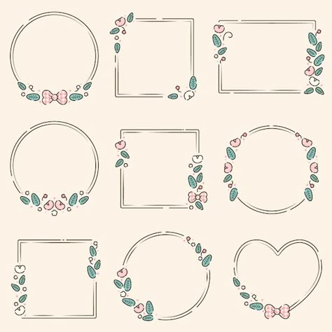 Premium Vector | Set of christmas wreath floral frame for text decoration. Front Page Writing Design, Frame Ideas For Notes, Note Doodles Cute, Card Border Ideas, Cards Border Design, Journal Frames, Frame For Text, Card Border, Cute Border