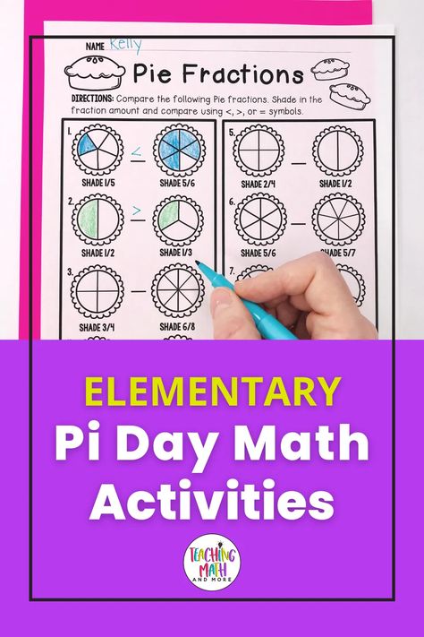 Ready for Pi Day? Here are four Pi Day Activities for Elementary Students. Your kids will love these! Perfect for grades 3, 4, or 5. Learn about Pi history, solve Pie fractions, measure pie, and much more. Grab your set of math activities today! Pie Fractions, Pi Day Activities, Math Lesson Plans Elementary, Activities For Elementary Students, Teaching Math Elementary, Pi Math, Teaching Binder, Elementary Math Classroom, Math Activities Elementary