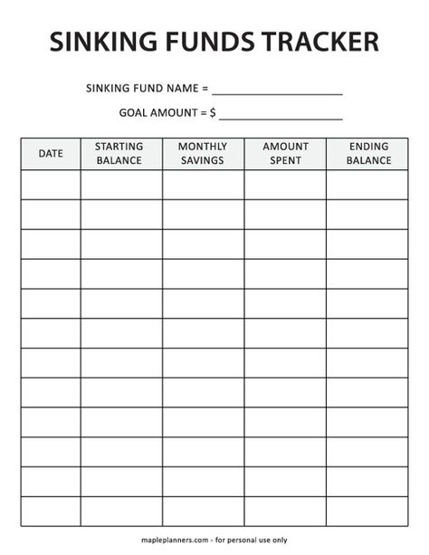 Free Printable Sinking Funds Tracker Template Sinking Fund Tracker Printable Free, Cash Envelope Tracker Free Printables, Sinking Funds Tracker Free Printable, Sinking Funds Printable Free, Saving For Vacation, Sinking Funds Categories, Sinking Fund Tracker, Cash Tracker, Budget Sheet Template