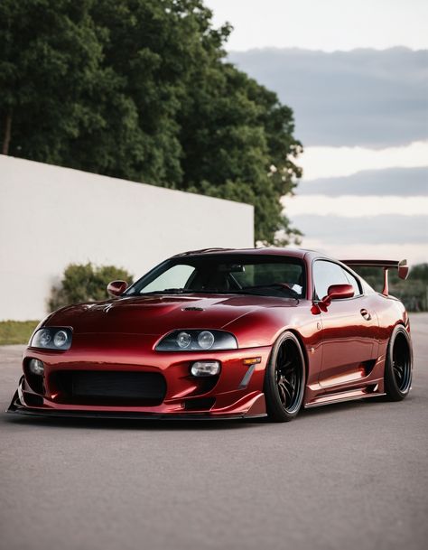 Red Toyota Supra with a clean bodykit Red Toyota Supra, Red Supra, Supra Car, Raw Aesthetic, Raw Image, Supra Mk4, Drift Cars, Toyota Supra, Jdm