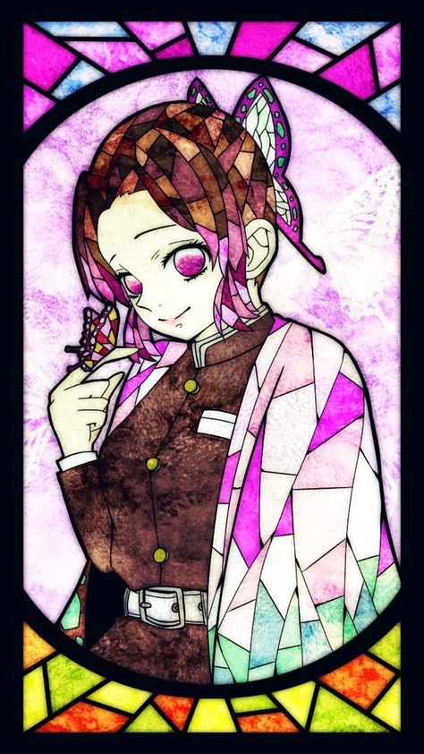 Stain Glass Window Art, Kochou Shinobu, Kirby Art, Marvel Wallpaper, Window Art, Stained Glass Window, Anime Character Drawing, Fanarts Anime, Kimetsu No Yaiba