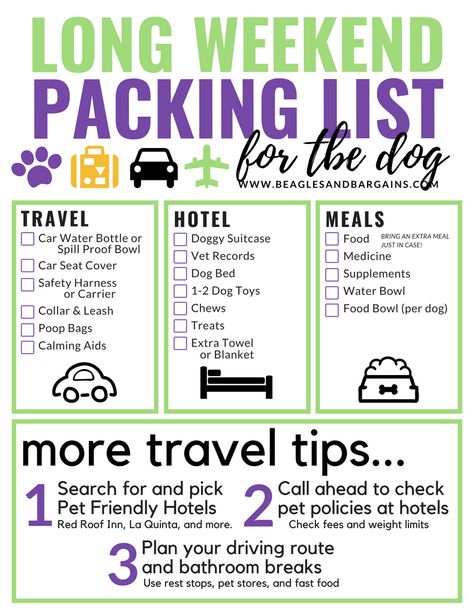 What to Pack for a Long Weekend with Your Dog | #sponsored by Sleepypod | {travel, pet friendly, printable, vacation, road trip, packing list} Long Weekend Packing, Weekend Trip Packing List, Weekend Trip Packing, Weekend Packing List, Road Trip With Dog, Trip Packing List, Printable Packing List, Weekend Packing, Long Weekend Trips