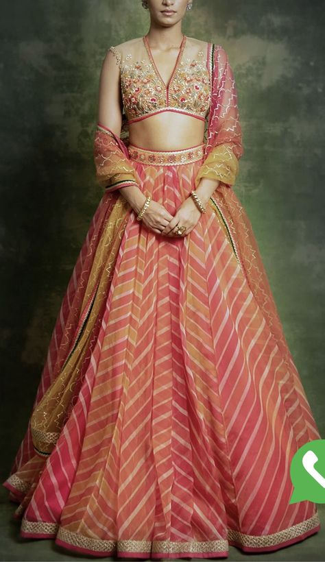 Diwali Lehenga Designs, Lehenga Choli Latest Indian Weddings, Slim Lehenga, Designer Orange Lehenga For Diwali, Lehenga With Traditional Patterns For Diwali, Diwali Designer Georgette Lehenga, Lahariya Lehenga Design, Clothes Photography Ideas, Sangeet Dance