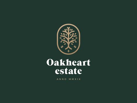 Oakheart Estate by Linijos Green Logo Design, Tree Logo Design, Tree Logo, Oak Hill, Tree Logos, Natural Logo, Luxury Logo, Show And Tell, 로고 디자인