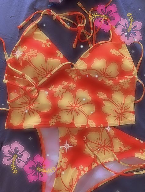 Coconutcore Outfit, Summer Gyaru Aesthetic, Gyaru Summer Fashion, Tropical Gyaru Aesthetic, Coconut Core Outfit, Cute Gyaru Bikinis, Gyaru Swimwear, Gyaru Bathing Suit, Tropical Core Aesthetic Outfit