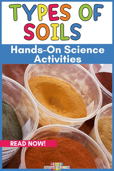 Kids are amazed to find out there are lots of different types of soil. Help them jump into the world of dirt, clay, silt and soil using these hands on science activities. This blog post is filled 5 creative activities you can use in your elementary science class. Perfect for homeschooling families too. From playing in the dirt to creating a class compost pail your students will be asking for more. Head over to the post and start adding these activities to your science lesson plans. Soil Experiments For Kids, Soil Activities For Preschool, Soil Stem Activities, Soil Activities For Kids, Hands On Science Activities, Types Of Soils, Environmental Science Activities, Soil Activities, Kids Gardening