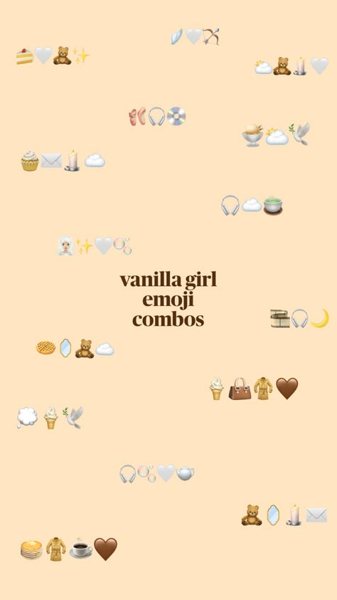 vanilla girl🧸✨#wallpaper #vibes #vanillagirlaesthetic #vanilla #vanillagirl #emojis #combo #emojicombos #aesthetic #beauty Vanilla Girl Wallpaper, Cute Emoji Combinations, Wallpaper Vibes, Instagram Captions For Selfies, Girl Emoji, Phone Photo Editing, Clever Captions For Instagram, Instagram Captions Clever, Good Insta Captions