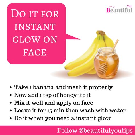 Good Face Mask, Face Masks At Home, Banana And Honey, Glowing Skin Naturally, Remedies For Glowing Skin, Crappy Day, Mask Recipes, Honey Face Mask, Diy Beauty Treatments