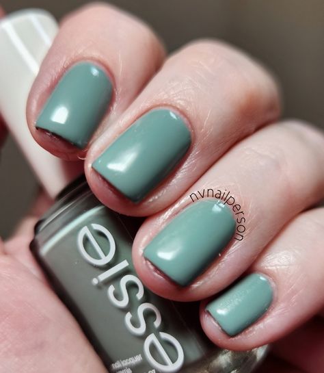 Grey Green Nail Polish, Gray Green Nail Polish, Essie Dark Green Nail Polish, Moss Green Nail Polish, Caught In The Rain, Guilty Pleasures, In The Rain, Essie, The Rain