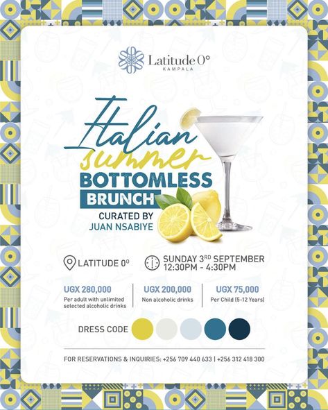 Brunch Flyer Design, Italian Brunch, Brunch Flyer, Bottomless Brunch, Social Media Flyer, Social Media Designs, Social Media Advertising, Italian Summer, Menu Template