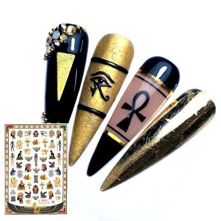 Mummy Nail Art, Egyptian Nails, Egypt Pharaoh, Water Nails, Star Nail Art, Egyptian Pharaoh, Geometric Nail Art, Marble Nail Art, Nail Art Stickers Decals