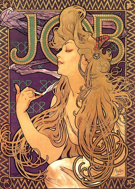 Job Cigarettes masterpieceart.net - http://masterpieceart.net/alphonse-mucha/ Alfons Maria Mucha, Art Nouveau Mucha, Alphonse Mucha Art, Design Art Nouveau, Istoria Artei, Mucha Art, Alfons Mucha, Art Nouveau Poster, Fantasy Magic