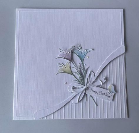 Clean Simple Cards, Clean And Simple Cards Ideas, Female Birthday Cards Handmade, Sympathy Cards Handmade Simple, Cascading Cards, Clean And Simple Cards, Bibi Cameron, Happy Birthday Floral, Anniversary Cards Handmade