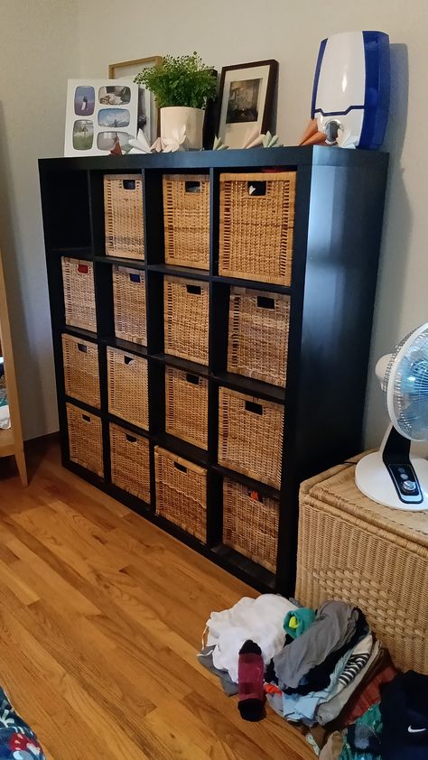 https://www.ikea.com/us/en/p/kallax-shelf-unit-black-brown-10275862/ Black Kallax Styling, Kallax Black, Rattan Ideas, Ikea Shelf Unit, Creativity Room, Kallax Shelf Unit, Ikea Shelf, Kallax Shelf, Ikea Shelves