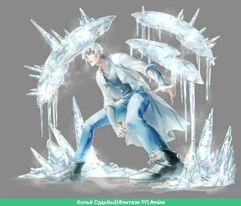 Cryokinesis Art, Ice Powers Art, Ice Powers Drawing, Anime Ice Powers, Elemental Character Design, Ice Character Design, Yuumei Art, Ice Powers, Ice Magic