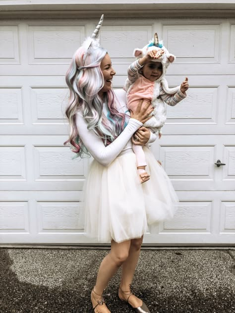 Mom and daughter unicorn costume  Halloween Costume Mother Daughter Halloween Costumes, Mother Daughter Costumes, Affordable Halloween Costumes, Costume Unicorn, Unicorn Halloween Costume, Barbie Halloween Costume, About Mother