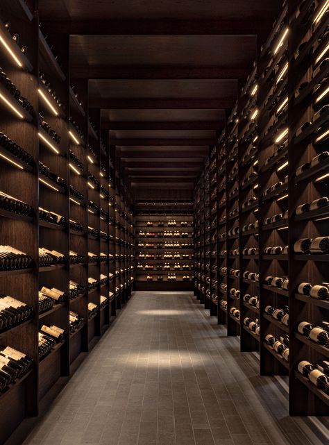 ÄNG - Norm Underground Restaurant, Japanese Furniture Design, Liquor Storage, Soft Minimalism, Wine Display, Norm Architects, Brick Flooring, House Restaurant, Wine Room